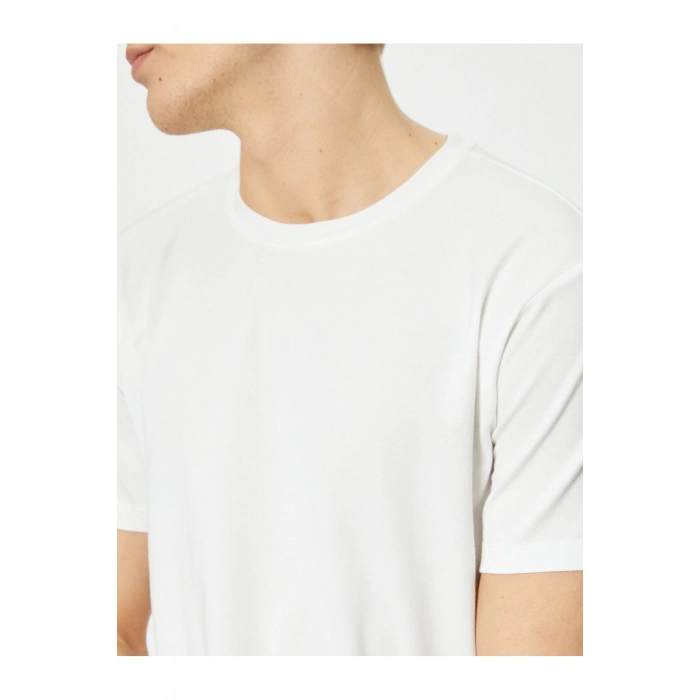 Kısa Kollu Tişört Uzun Kalça Boy Esnek Kumaş Slim Fit Pamuklu