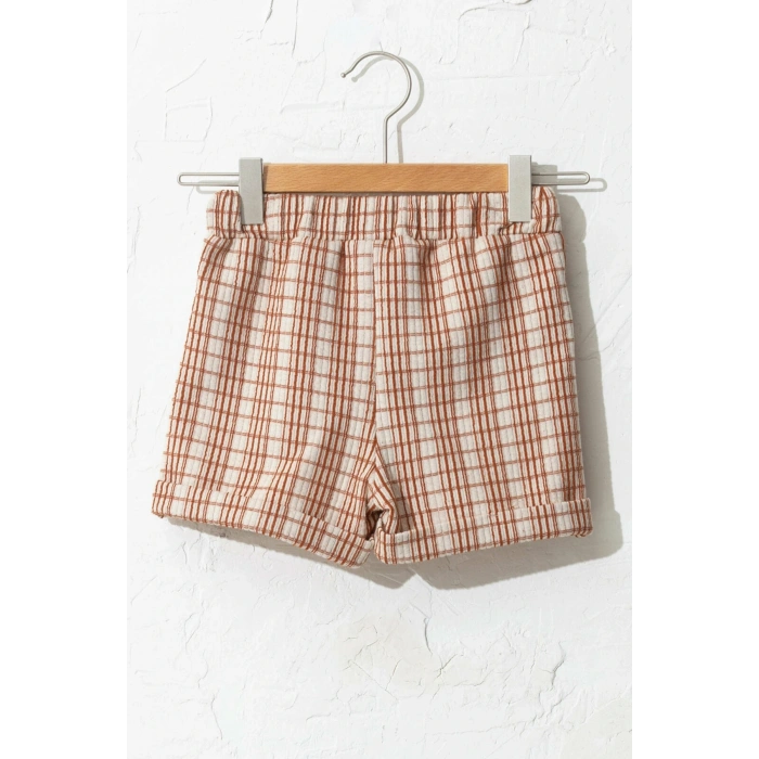 Kız Bebek Kahverengi Ekose Lll Şort & Bermuda