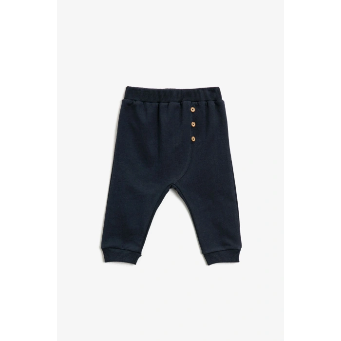 Kız Çocuk Lacivert Pamuklu Dügmeli Normal Bel Esofman Altı