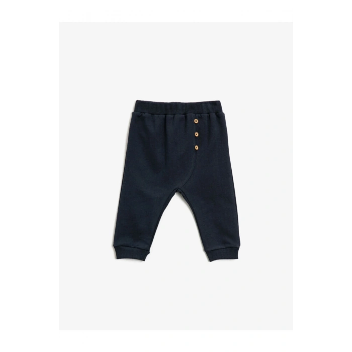 Kız Çocuk Lacivert Pamuklu Dügmeli Normal Bel Esofman Altı