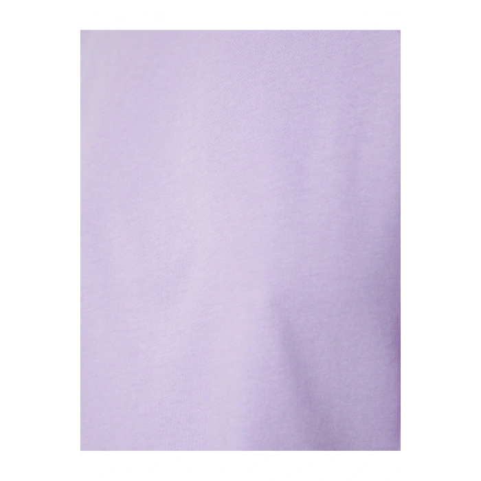 Kolları Volanlı Tişört Bisiklet Yaka Pamuklu