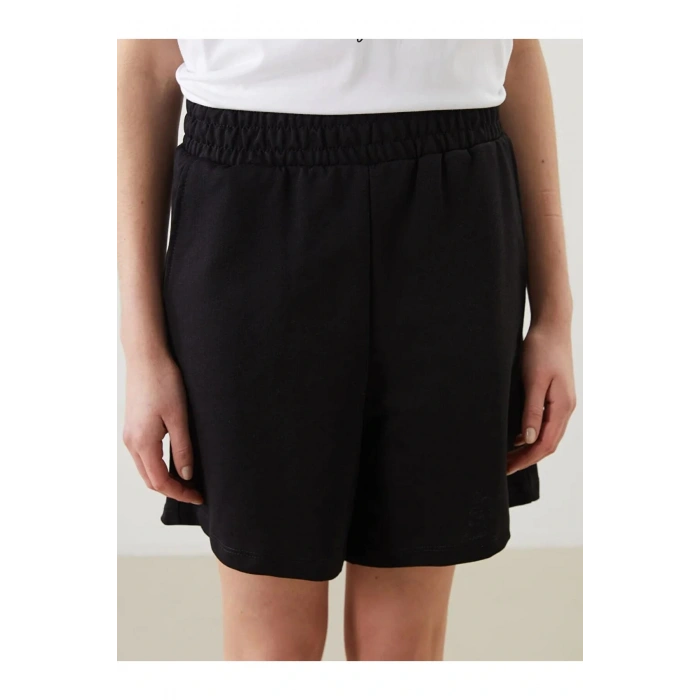 KOOR Siyah Beli Lastikli Kadın Şort Etek