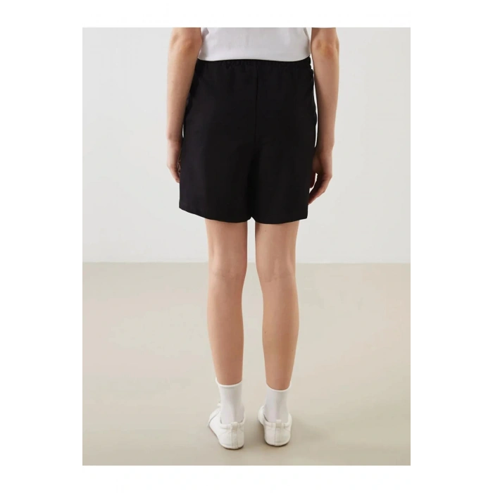 KOOR Siyah Beli Lastikli Kadın Şort Etek