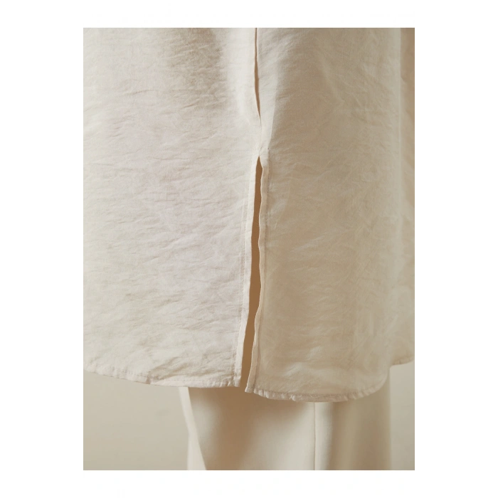 Kroşe Detaylı Modal Karışımlı Kadın Gömlek Tunik