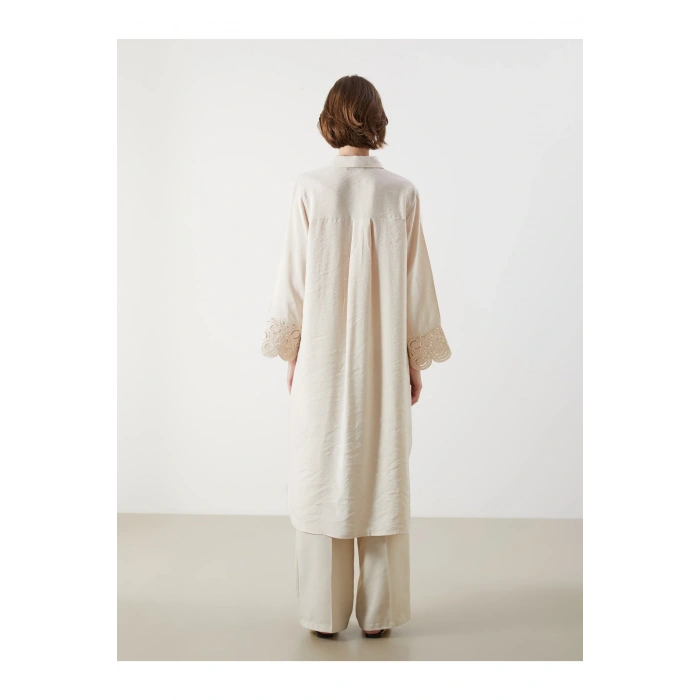 Kroşe Detaylı Modal Karışımlı Kadın Gömlek Tunik