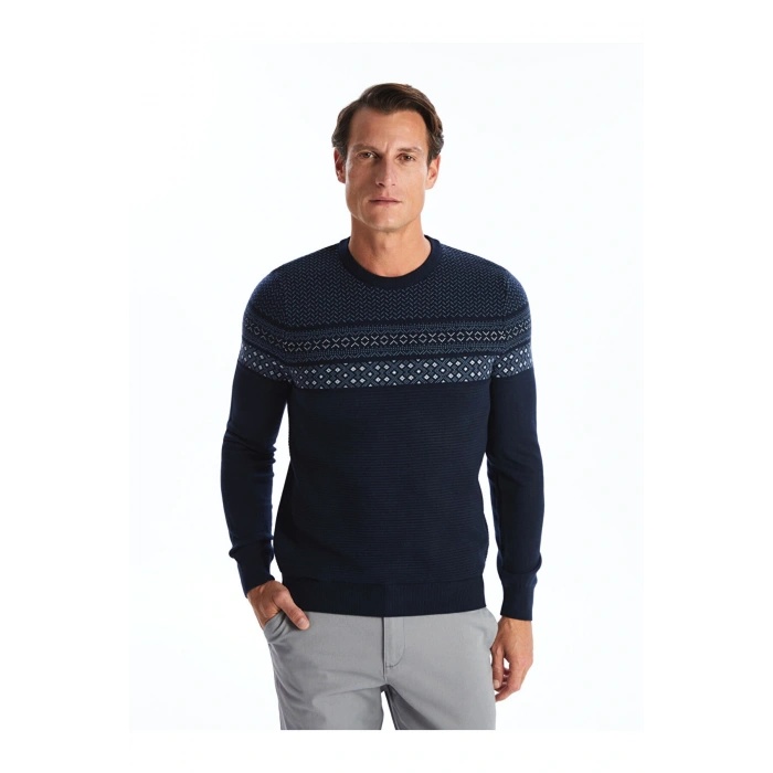 Lacivert Bisiklet Yaka Erkek Triko Kazak