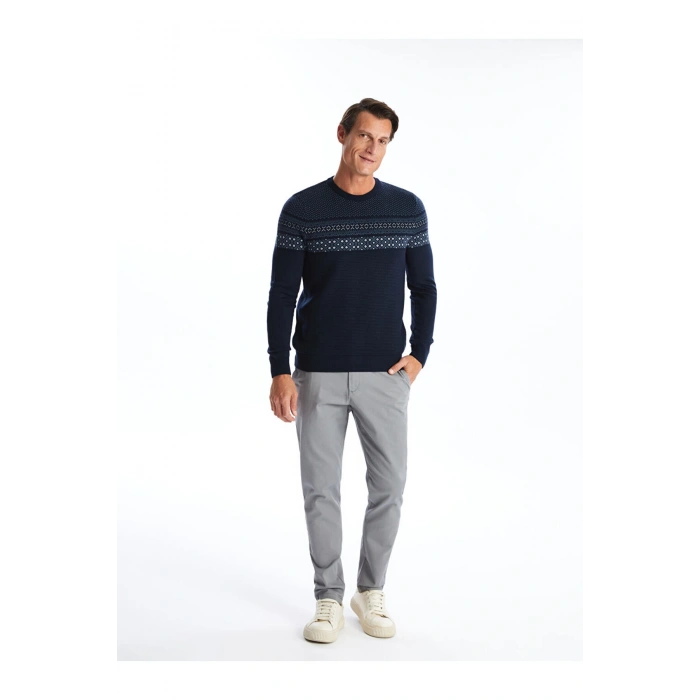 Lacivert Bisiklet Yaka Erkek Triko Kazak