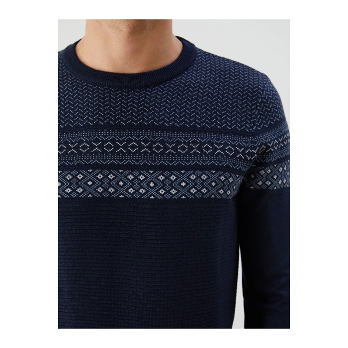 Lacivert Bisiklet Yaka Erkek Triko Kazak