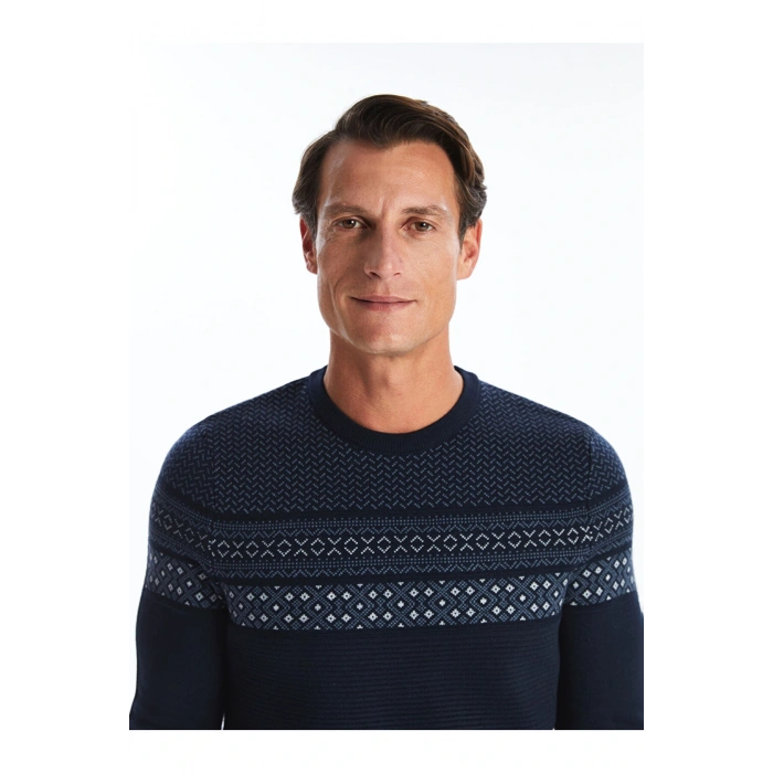 Lacivert Bisiklet Yaka Erkek Triko Kazak