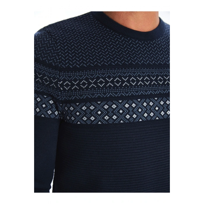 Lacivert Bisiklet Yaka Erkek Triko Kazak