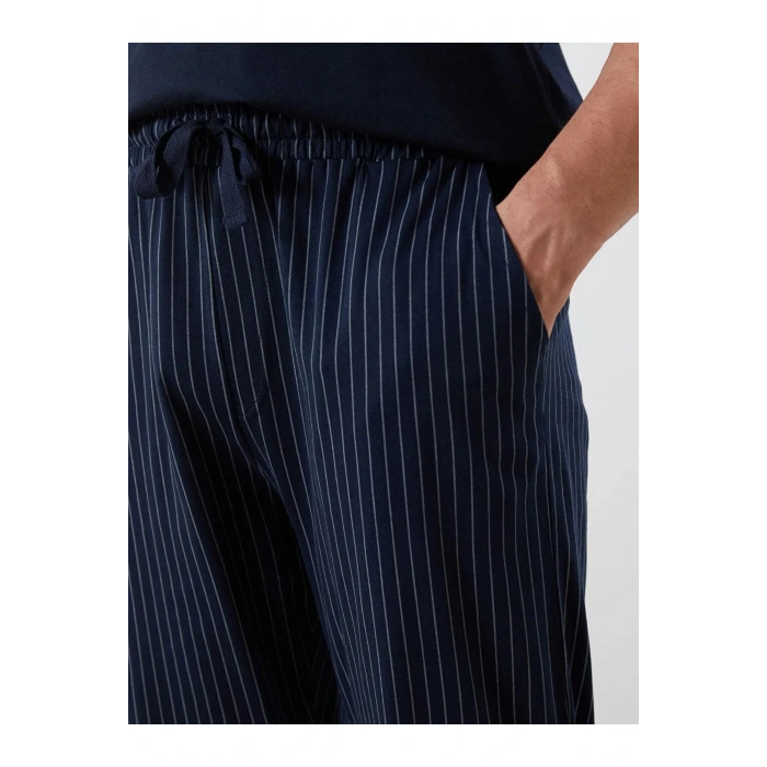 Lacivert Standart Kalıp Çizgili Erkek Pijama Altı