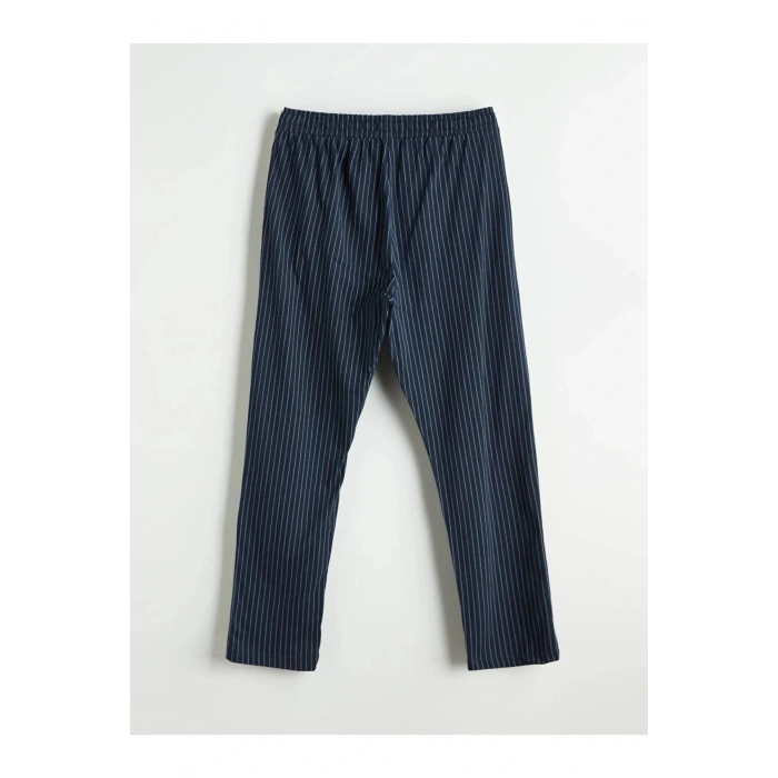 Lacivert Standart Kalıp Çizgili Erkek Pijama Altı