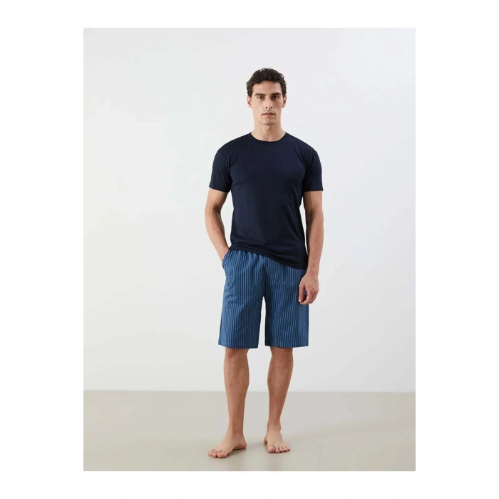 Lacivert Standart Kalıp Erkek Pijama Alt Şort