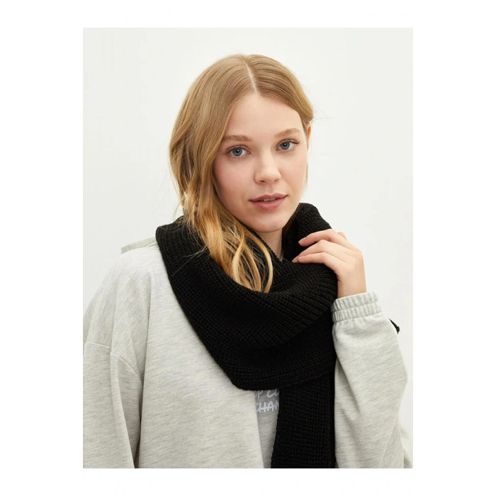 LCW ACCESSORIES Siyah Kadın Kalın Triko Atkı