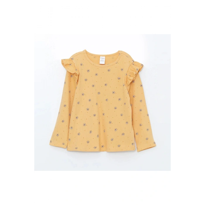 LCW baby Baskılı Bisiklet Yaka Baskılı Kız Bebek Tişört