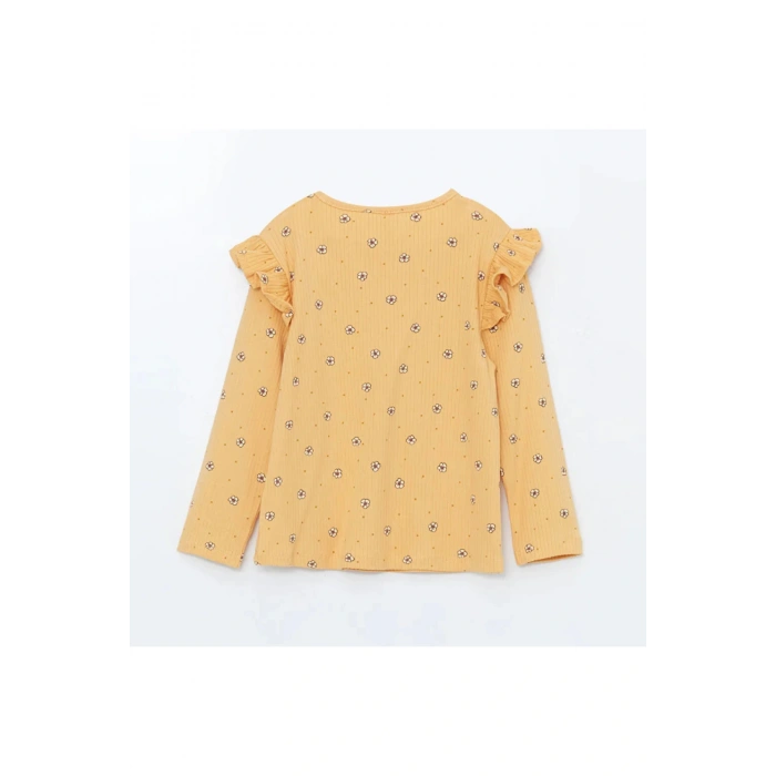 LCW baby Baskılı Bisiklet Yaka Baskılı Kız Bebek Tişört