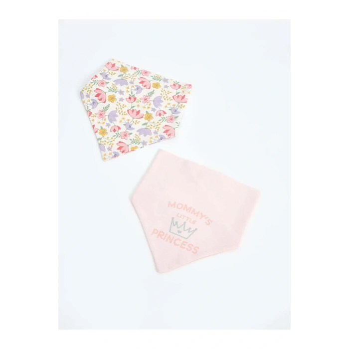 LCW baby Baskılı Kız Bebek Mama Önlüğü 2li