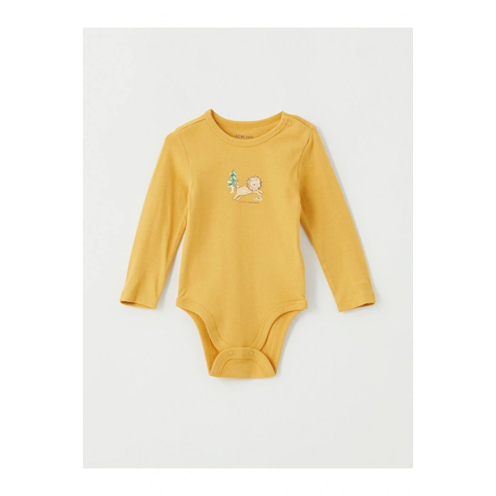 LCW baby Bej Baskılı Uzun Kollu Erkek Bebek Çıtçıtlı Body 2li