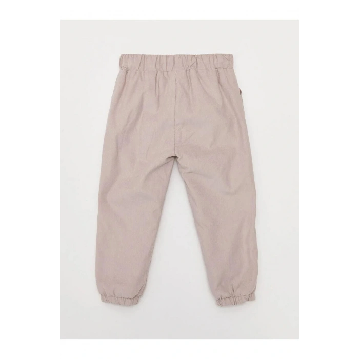 LCW baby Bej Beli Lastikli Basic Kız Bebek Jogger Pantolon