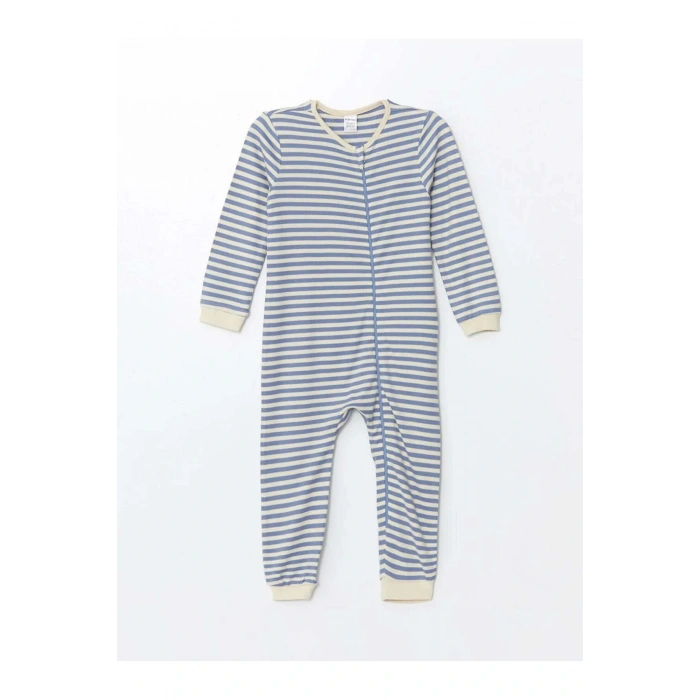 LCW baby Bej Bisiklet Yaka Uzun Kollu Baskılı Erkek Bebek Tulum 2li