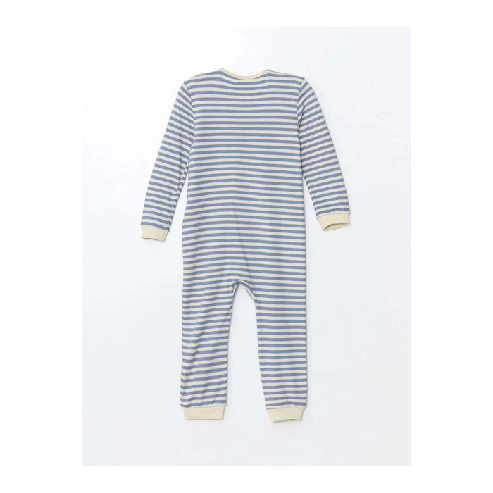 LCW baby Bej Bisiklet Yaka Uzun Kollu Baskılı Erkek Bebek Tulum 2li