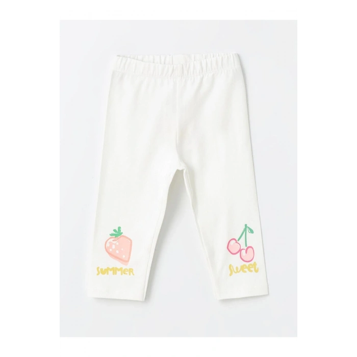 LCW baby Beli Lastikli Baskılı Kız Bebek Tayt