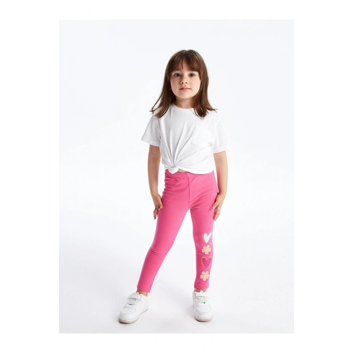 LCW baby Beli Lastikli Baskılı Kız Bebek Tayt