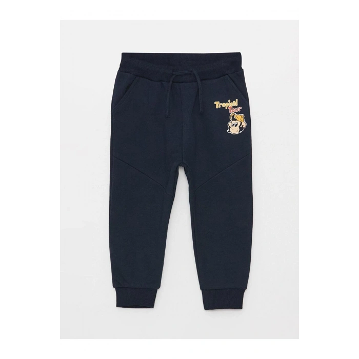 LCW baby Beli Lastikli Nostaljik Maymun Baskılı Erkek Bebek Jogger Eşofman Alt