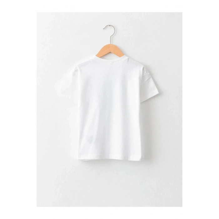 LCW baby Beyaz Bisiklet Yaka Kısa Kol Baskılı Pamuklu Erkek Bebek Tişört