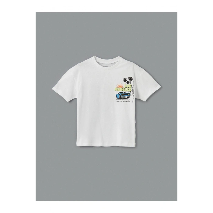 LCW baby Beyaz Los Angeles Baskılı Penye Erkek Çocuk Tişört