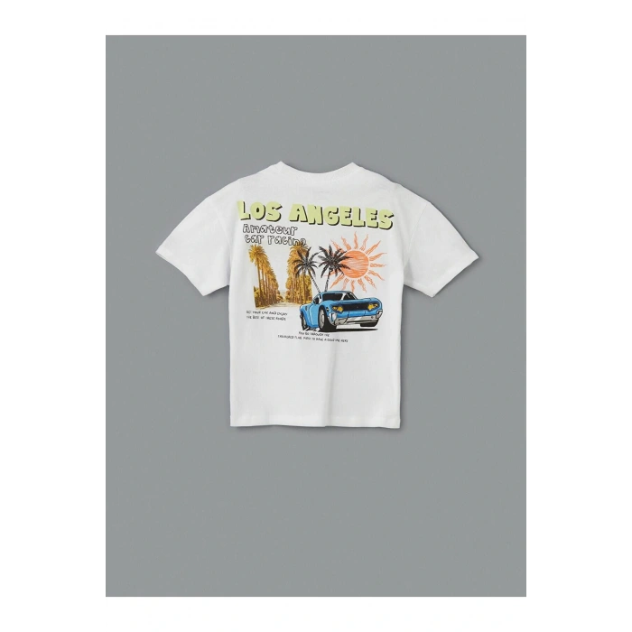 LCW baby Beyaz Los Angeles Baskılı Penye Erkek Çocuk Tişört