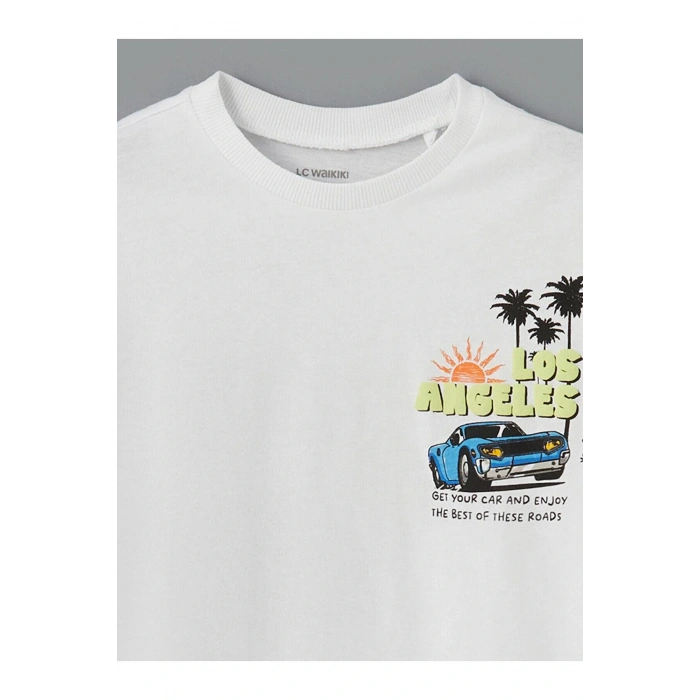 LCW baby Beyaz Los Angeles Baskılı Penye Erkek Çocuk Tişört