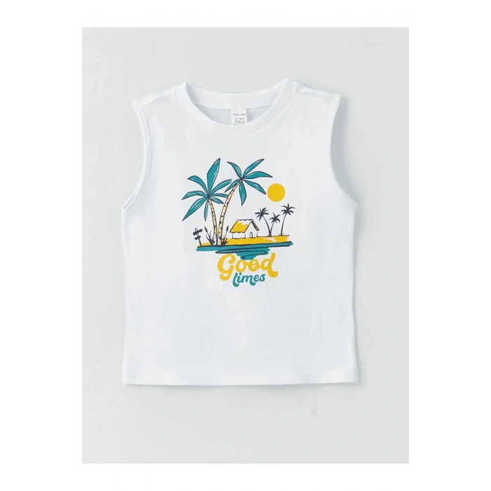 Lcw Baby Bisiklet Yaka Baskılı Erkek Bebek Atlet Ve Deniz Şortu 2li Takım