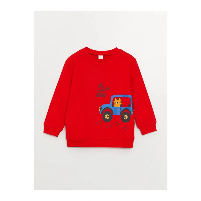 LCW baby Bisiklet Yaka Baskılı Erkek Bebek Sweatshirt