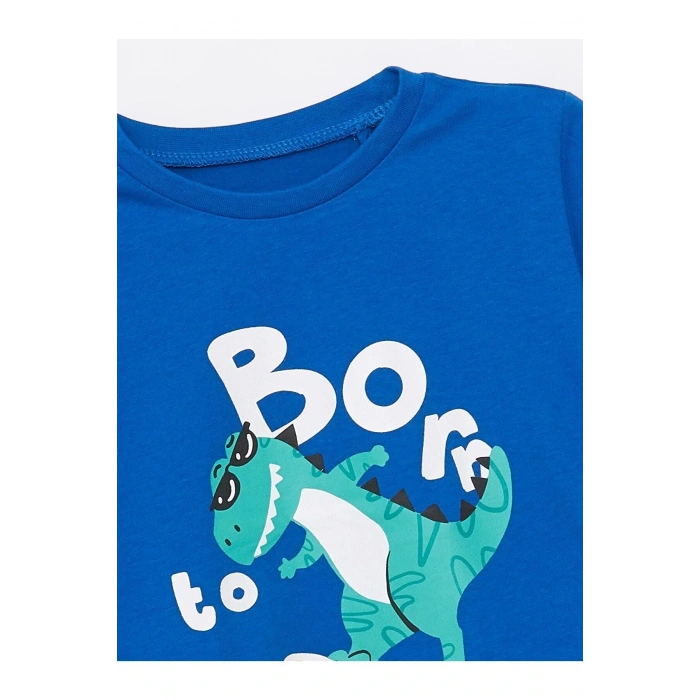 LCW baby Bisiklet Yaka Baskılı Erkek Bebek Tişört ve Şort 2li Takım