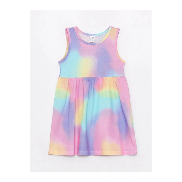 LCW baby Bisiklet Yaka Baskılı Kız Bebek Elbise 2li