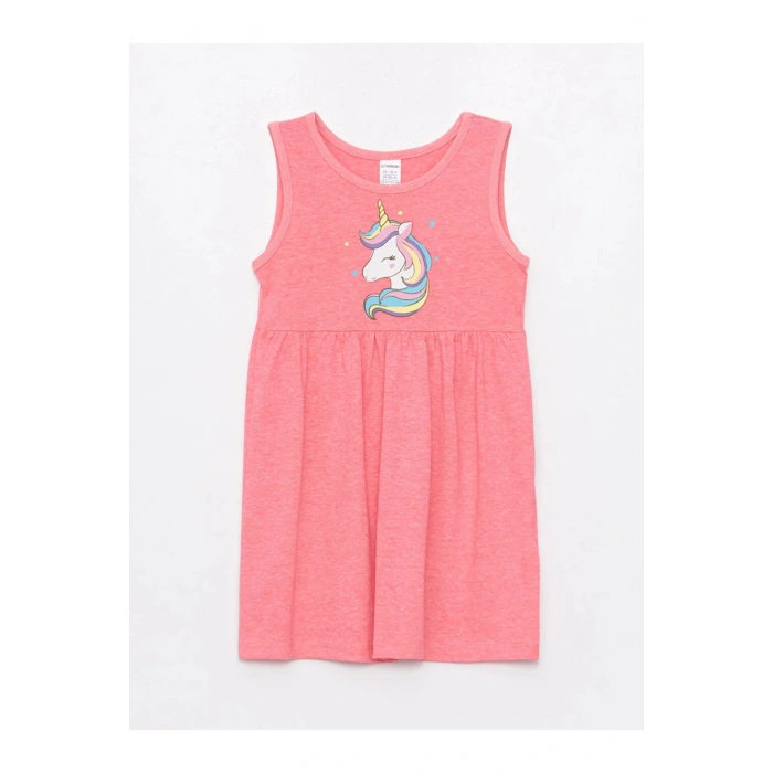 LCW baby Bisiklet Yaka Baskılı Kız Bebek Elbise 2li