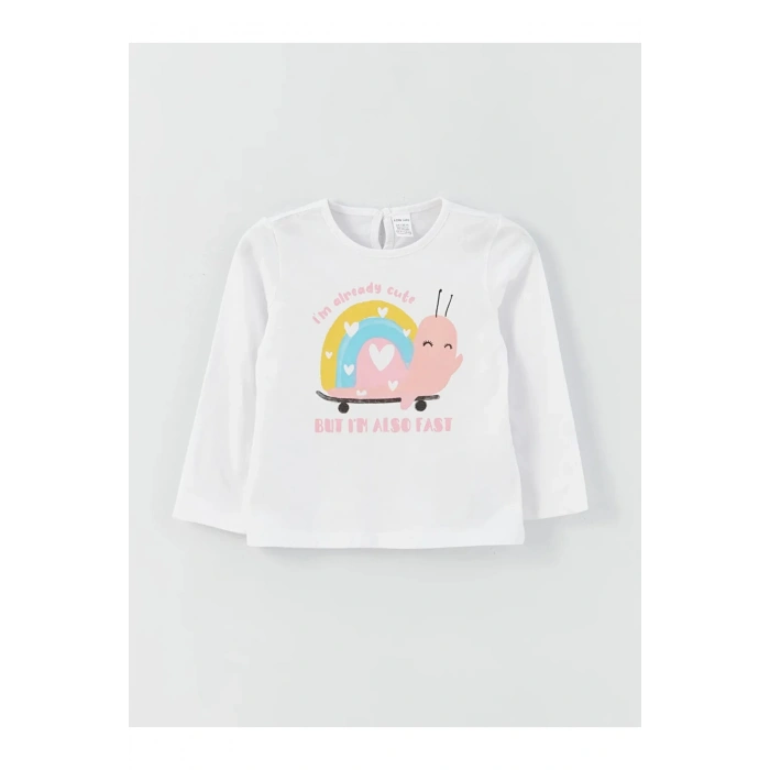 Lcw Baby Bisiklet Yaka Baskılı Kız Bebek Tişört