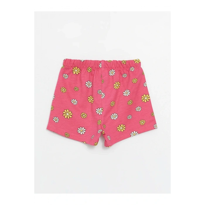 LCW baby Bisiklet Yaka Baskılı Kız Bebek Tişört ve Şort 2li Takım