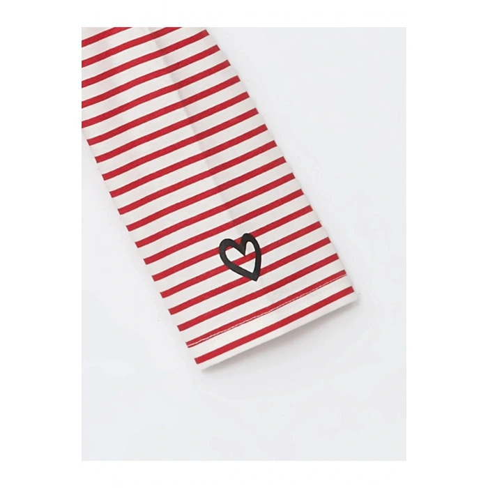 LCW baby Bisiklet Yaka Çizgili Kız Bebek Tişört