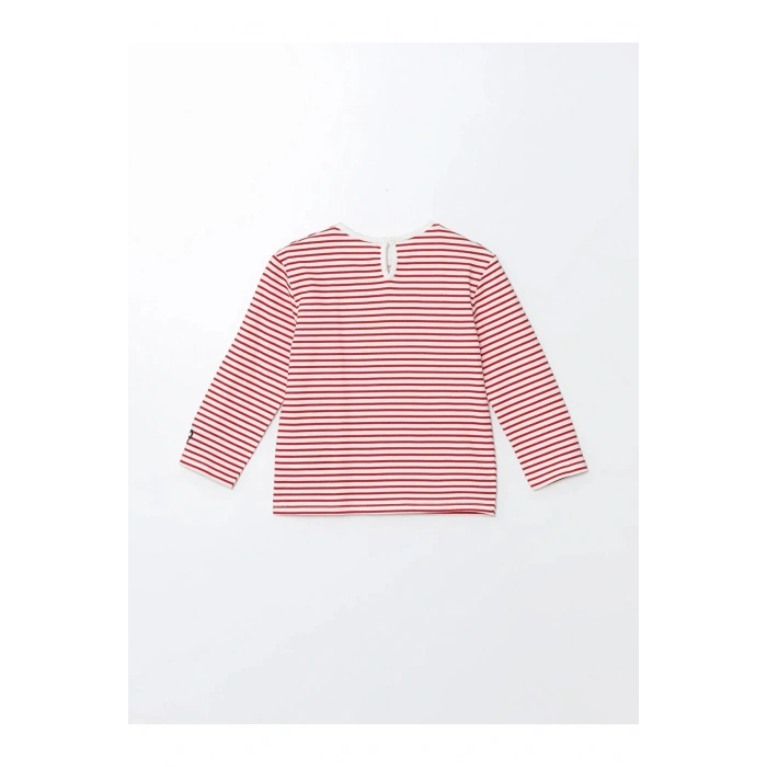 LCW baby Bisiklet Yaka Çizgili Kız Bebek Tişört