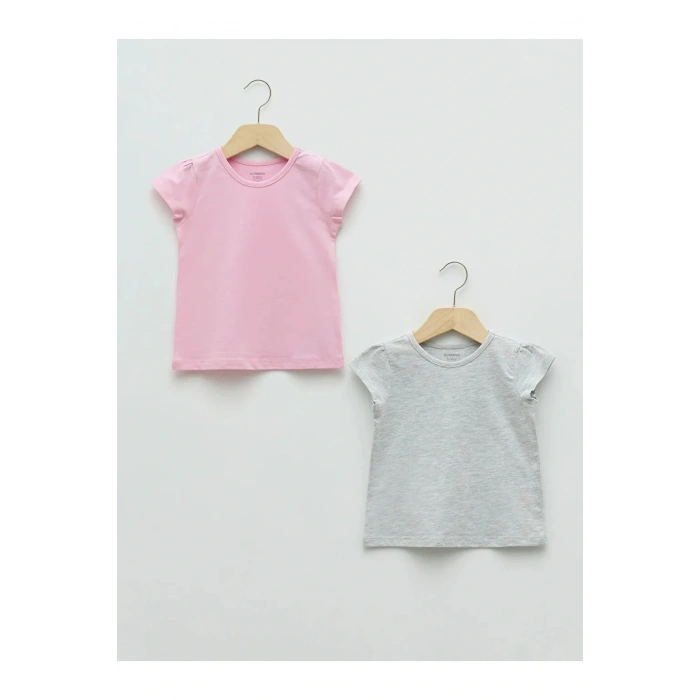 Lcw Baby Bisiklet Yaka Kısa Kol Basic Kız Bebek Tişört 2li