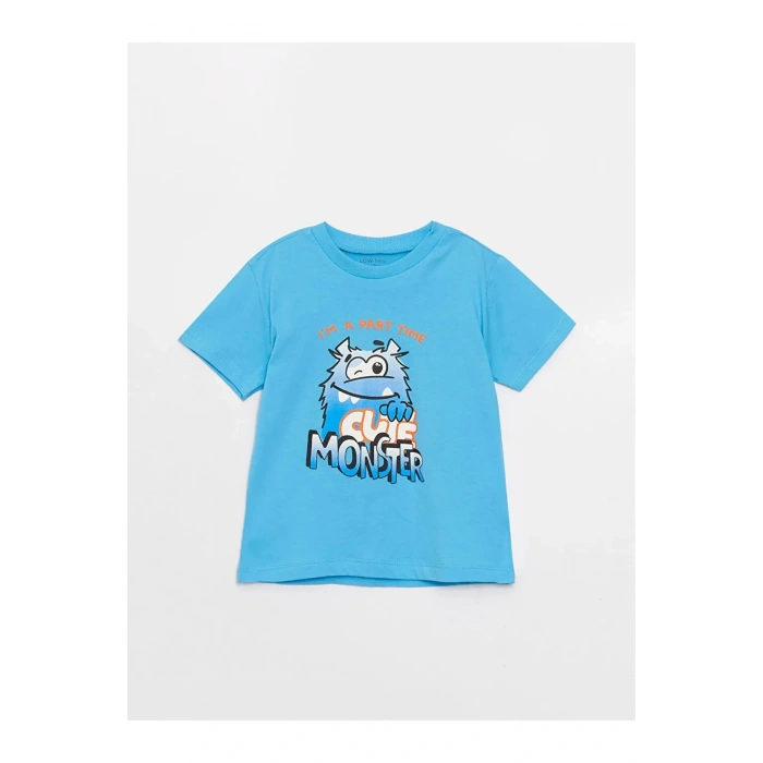 Lcw Baby Bisiklet Yaka Kısa Kollu Baskılı Erkek Bebek Tişört