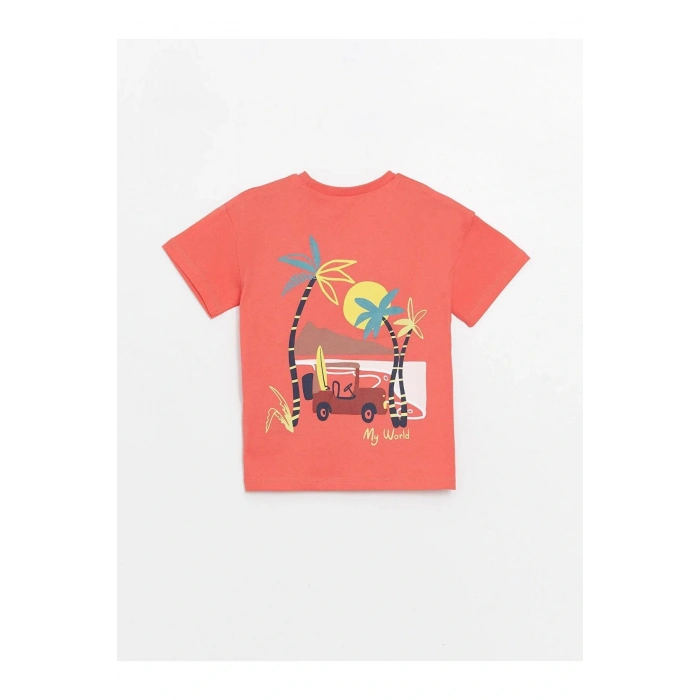 LCW baby Bisiklet Yaka Kısa Kollu Baskılı Erkek Bebek Tişört