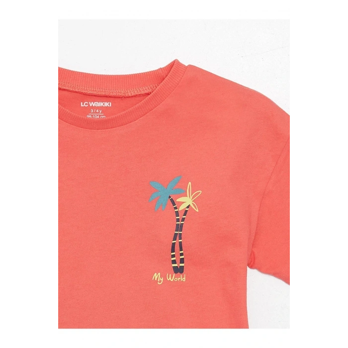 LCW baby Bisiklet Yaka Kısa Kollu Baskılı Erkek Bebek Tişört