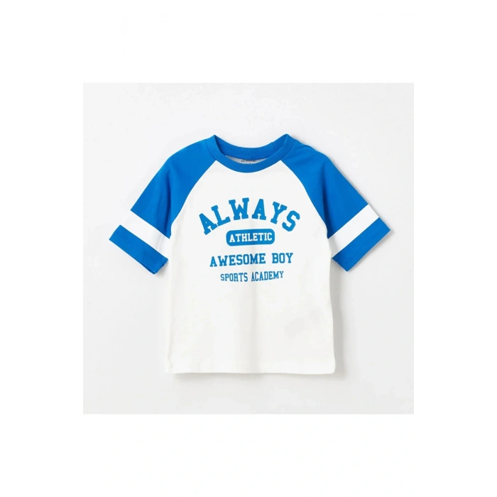 LCW baby Bisiklet Yaka Kısa Kollu Baskılı Erkek Bebek Tişört ve Şort 2li Takım