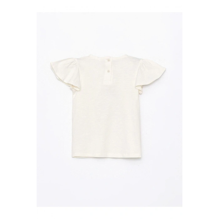 LCW baby Bisiklet Yaka Kısa Kollu Baskılı Kız Bebek Tişört