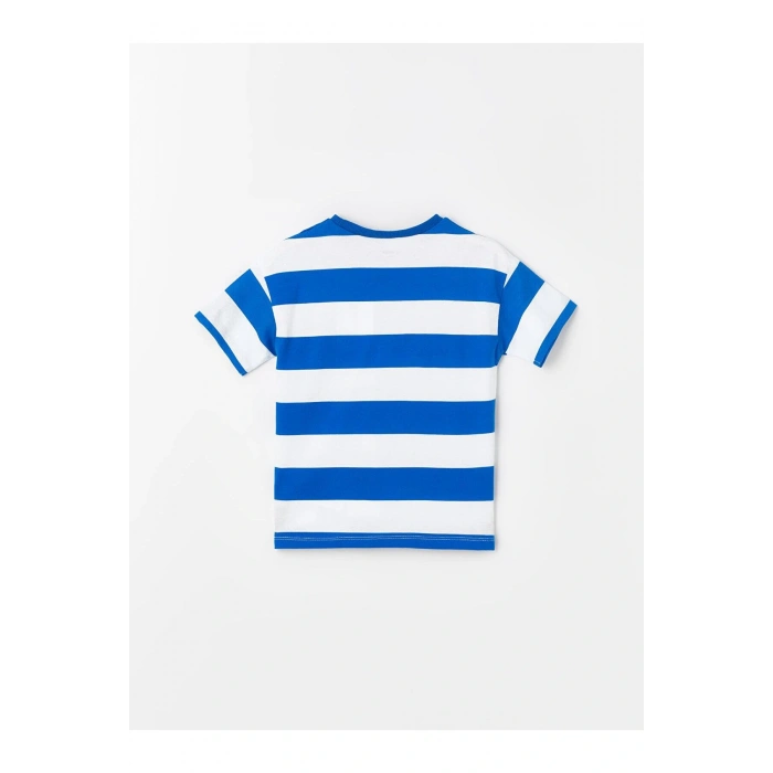 LCW baby Bisiklet Yaka Kısa Kollu Çizgili Erkek Bebek Tişört