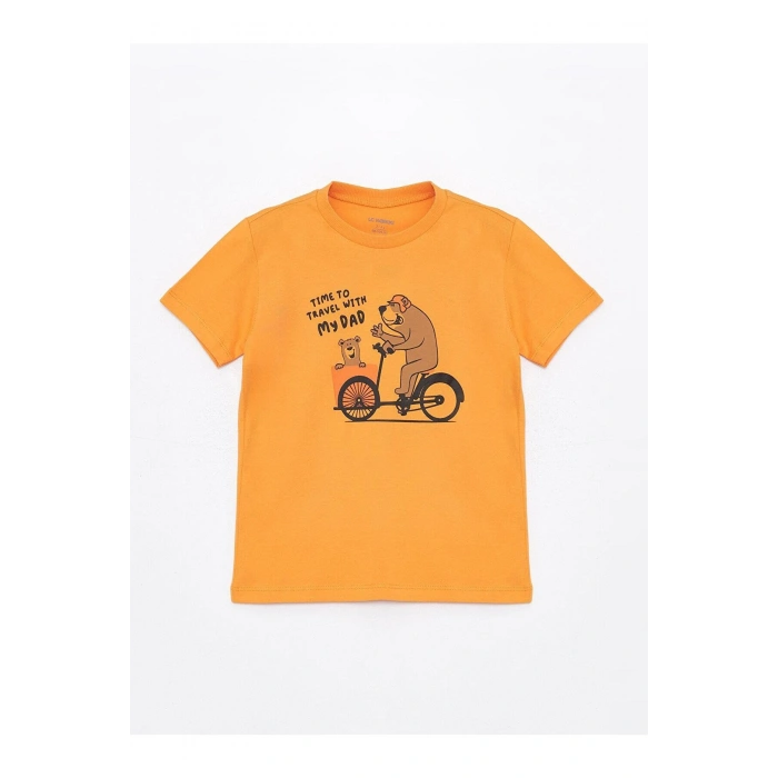 LCW baby Bisiklet Yaka Kısa Kollu Erkek Bebek Tişört