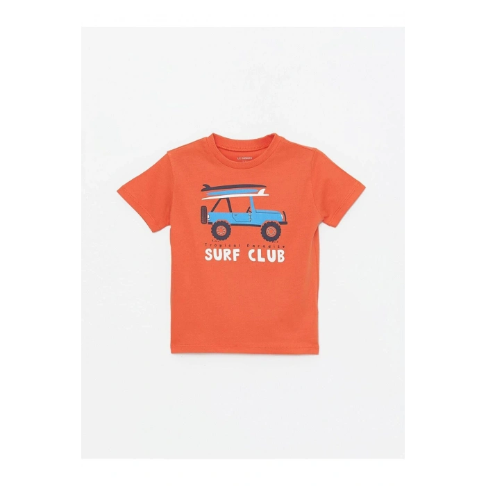 LCW baby Bisiklet Yaka Kısa Kollu Erkek Bebek Tişört